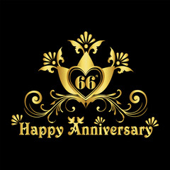  Luxurious Elegant 66th Anniversary Logo Design, 66th Anniversary Celebration, Anniversary Design Element