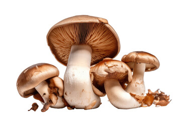 Closeup of Porchini Mushrooms isolated on transparent background. Generative AI