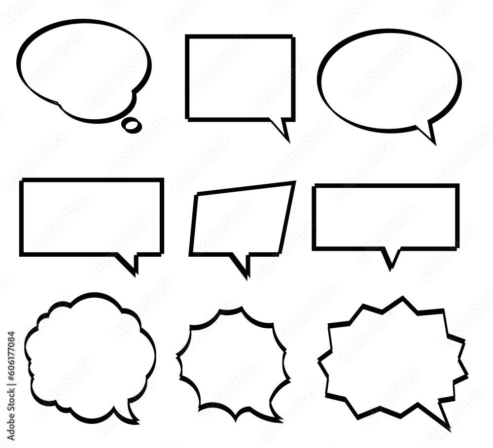 Poster various speech bubble set designs with transparent background
