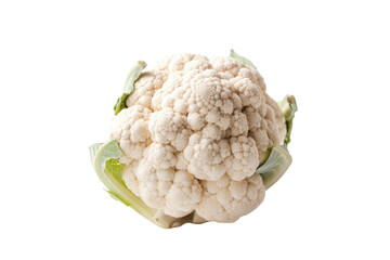 Closeup of a cauliflower isolated on transparent background. Generative AI