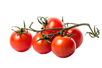 Closeup of cherry tomatoes isolated on transparent background. Generative AI