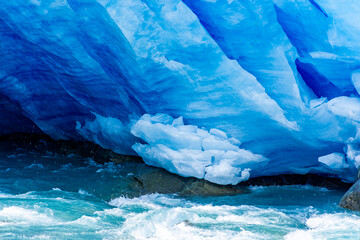 The Nigardsbreen Glacier, beautiful blue melting glacier in the Jostedalen National Park,  Norway