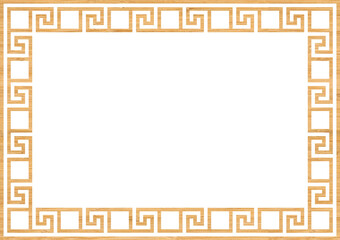 Greek frame ornaments, meanders. Square meander border from wooden bamboo repeated Greek motif Vector illustration