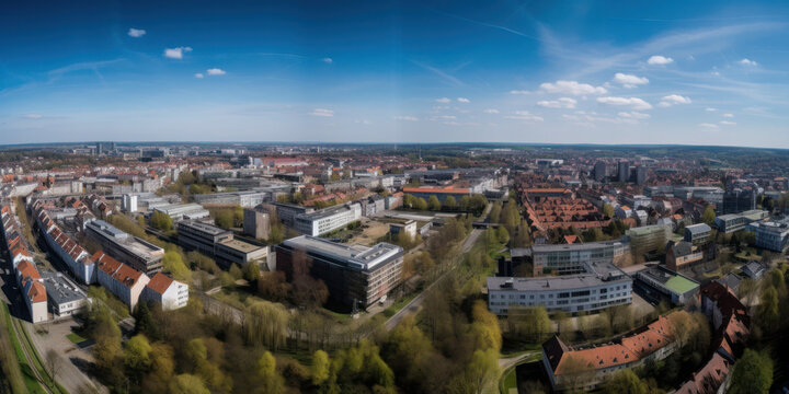 Offenbach am Main - Rumpenheim. great panorama from above. AI