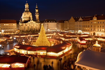 Obraz premium Weihnachtsmarkt in Dresden. AI