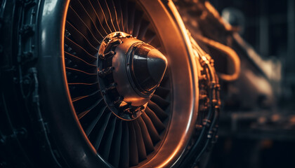 Fototapeta premium Shiny chrome wheel turning on modern vehicle generated by AI