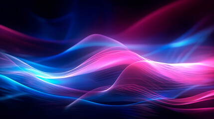 Fototapeta premium abstract futuristic background with pink blue glowing neon moving high speed wave lines and bokeh lights. Data transfer concept Fantastic wallpaper. Generative AI