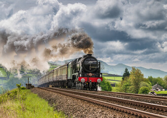 Fototapeta na wymiar Steam Train on the Settle to Carlisle line