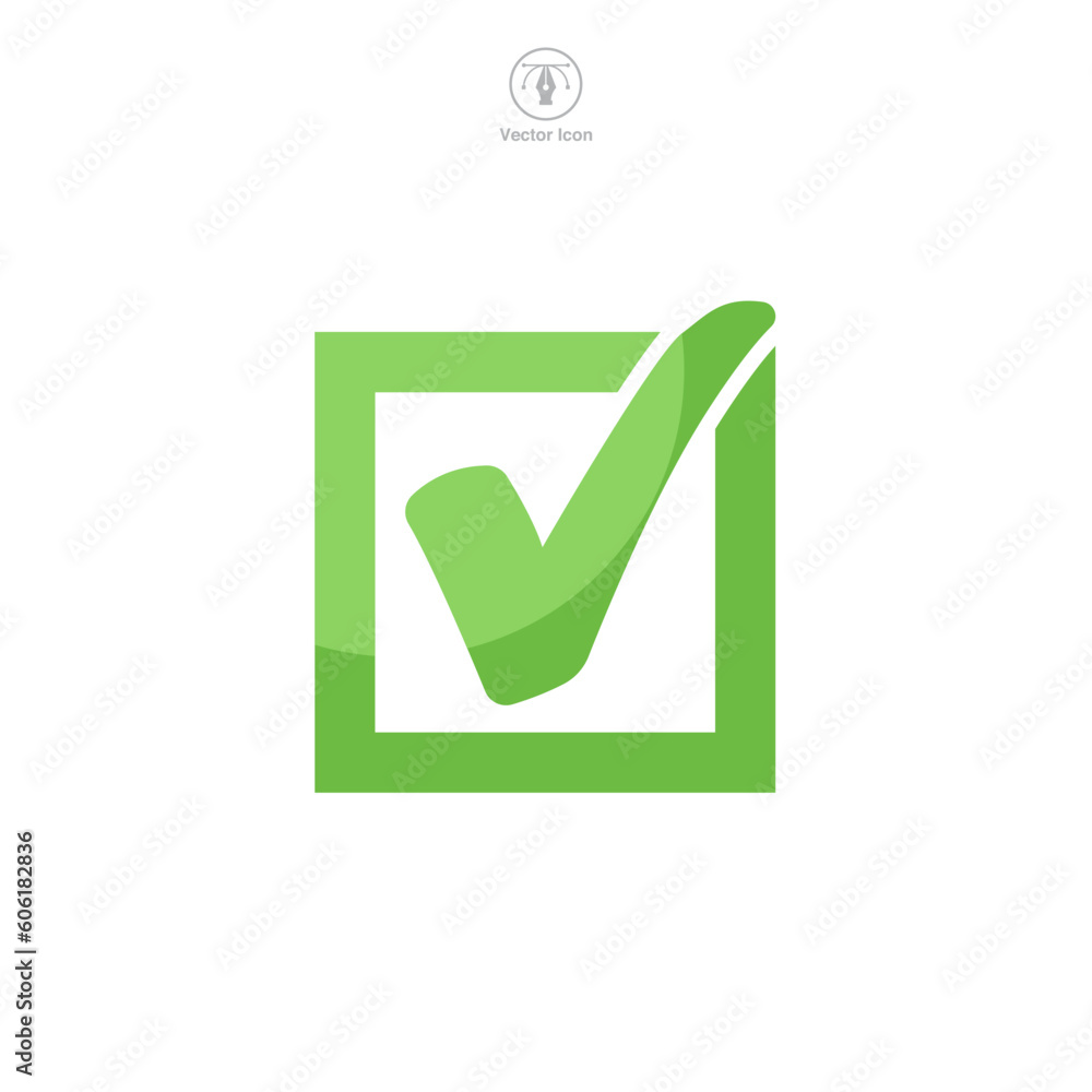Poster check mark in a box icon symbol template for graphic and web design collection logo vector illustrat