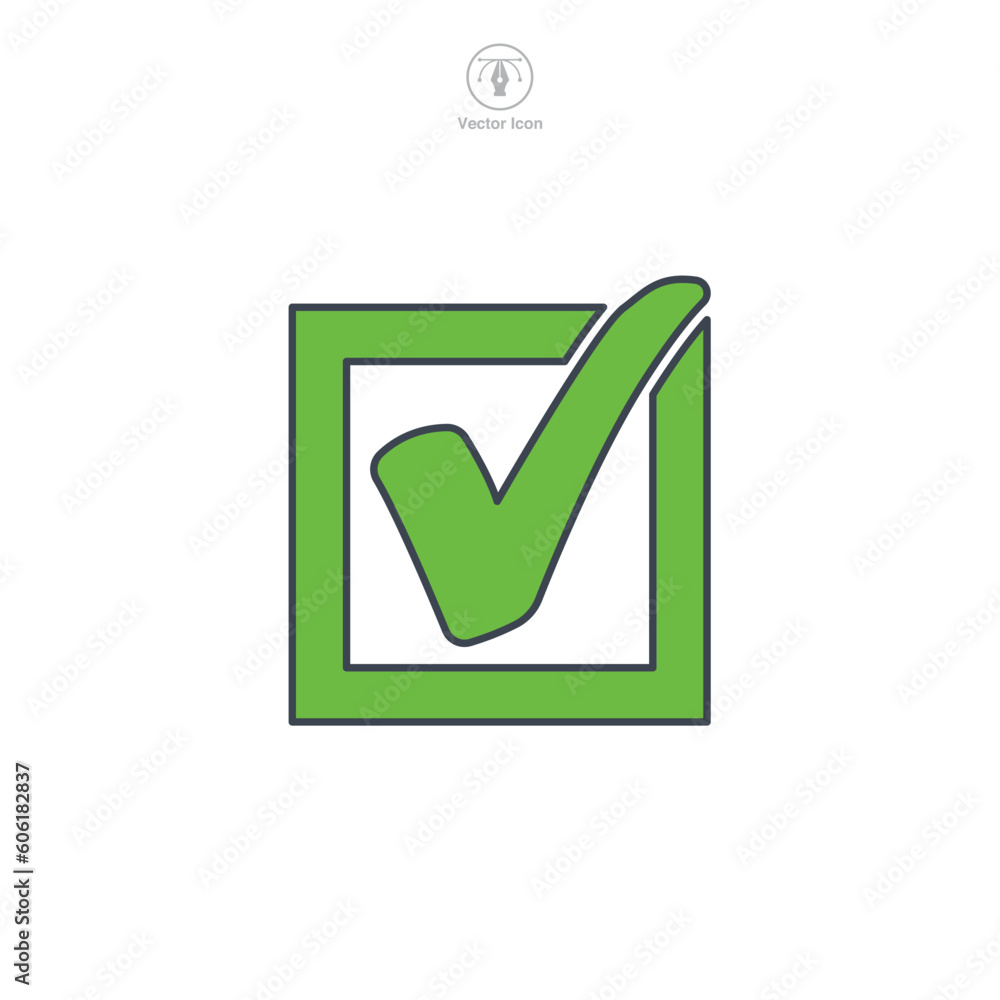 Poster check mark in a box icon symbol template for graphic and web design collection logo vector illustrat