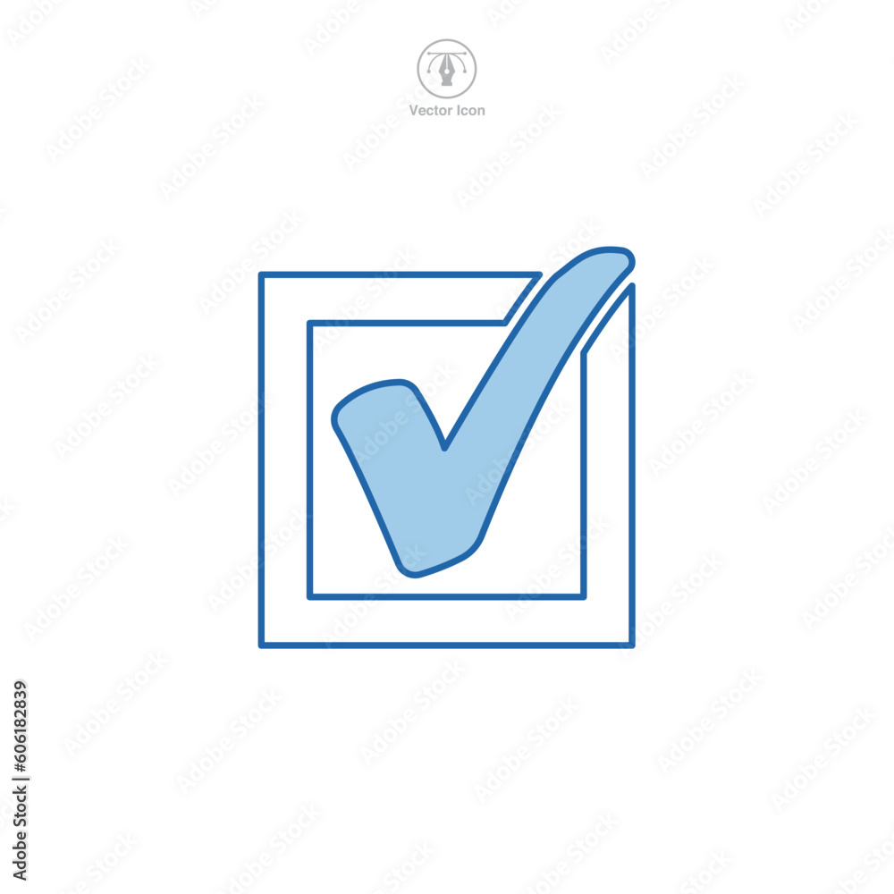 Poster check mark in a box icon symbol template for graphic and web design collection logo vector illustrat