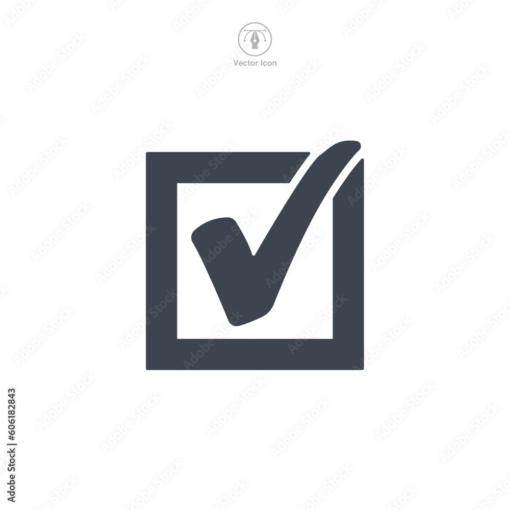 Poster check mark in a box icon symbol template for graphic and web design collection logo vector illustrat