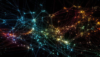 Fototapeta premium Glowing multi colored abstract backdrop illuminates futuristic design generated by AI