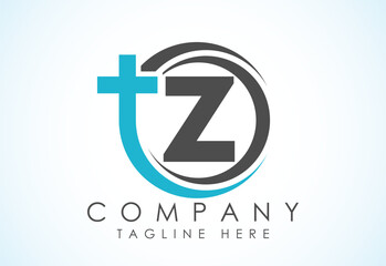 English alphabet Z with church logo sign. Christian sign symbols. The cross of Jesus logo for christian church