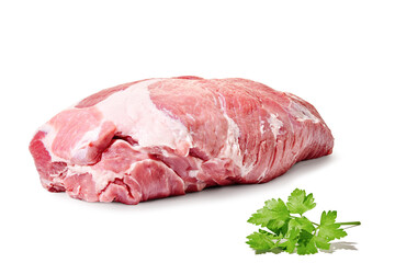 Fresh raw pork neck isolated on white background