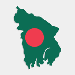 bangladesh map with flag on gray background