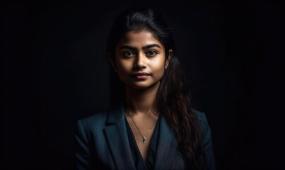 The young Indian lady is attractive and dressed professionally and is confident, generative AI - obrazy, fototapety, plakaty