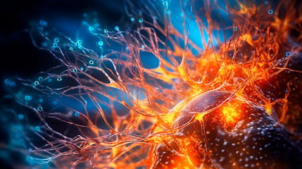 Concept art of a human brain exploding with knowledge and creativity. Generative AI