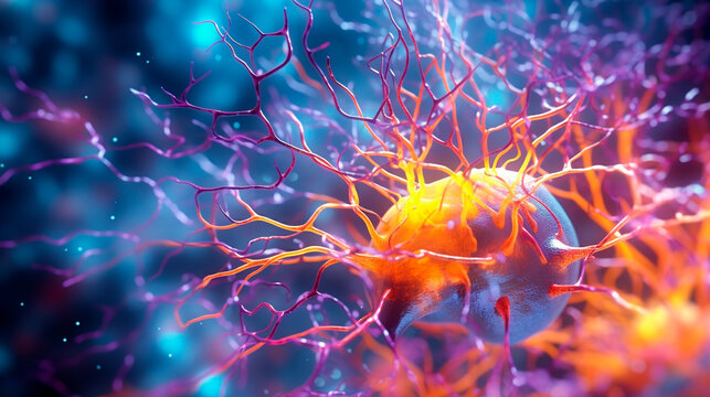 Concept art of a human brain exploding with knowledge and creativity. Generative AI