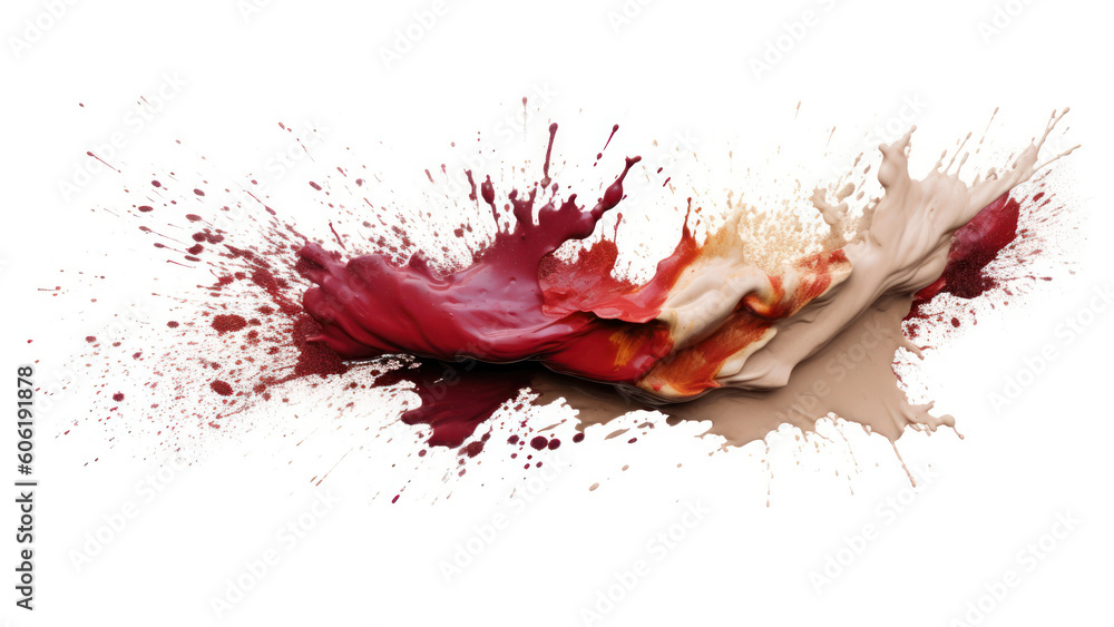 Poster colorful paint splashes isolated on white background with clipping path. generative ai