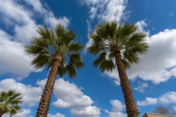 Palm trees against blue sky