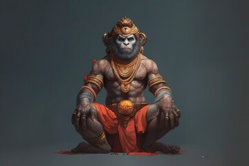 Fototapeta na wymiar Representation of Hanuman, Hindu monkey god. Ai generated.