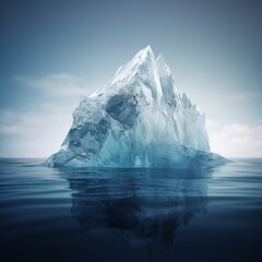 Fototapeta na wymiar A massive floating iceberg in the water, with a visible tip above the water and a submerged portion below it. Generative AI