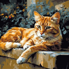 Cat Paint-by-Numbers. Generative AI