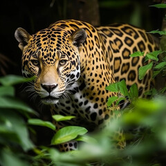 Fototapeta na wymiar Wild jaguar. Generative AI