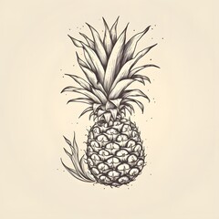 A striking black and white outline of a pineapple, perfect for modern designs with a tropical touch