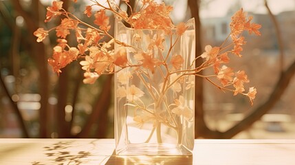 a vase that is sitting in a glass vase outdoors Generative Ai