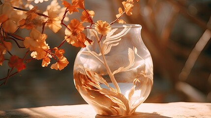 a vase that is sitting in a glass vase outdoors Generative Ai