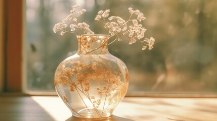a vase that is sitting in a glass vase outdoors Generative Ai