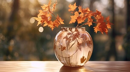 a vase that is sitting in a glass vase outdoors Generative Ai