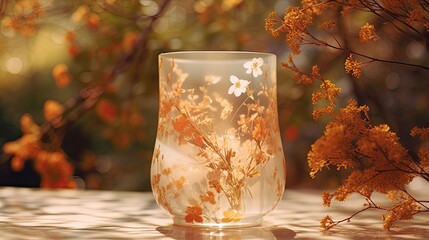 a vase that is sitting in a glass vase outdoors Generative Ai