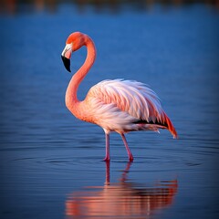 Elegant Flamingo in a Graceful Pose by the Water
