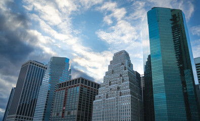 Fototapeta na wymiar Lower Manhattan Skyline dramatic sky