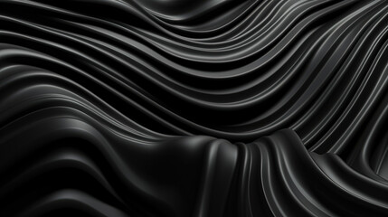 Fototapeta premium Abstract wavy black metallic 3D background