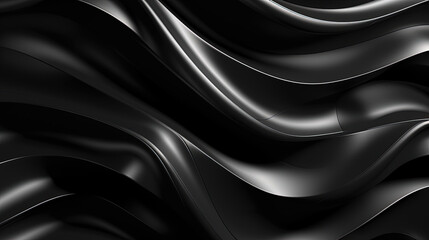Obraz premium Abstract wavy black metallic 3D background
