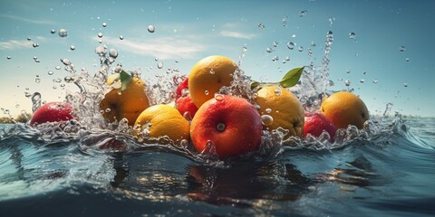 Fototapeta na wymiar water food strawberry vitamin red background healthy fruit fresh green drop. Generative AI.