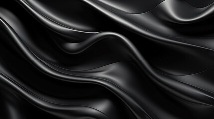 Fototapeta premium Abstract wavy black metallic 3D background