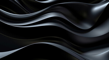 Obraz premium Abstract wavy black metallic 3D background