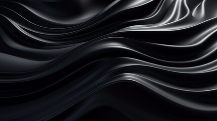 Obraz premium Abstract wavy black metallic 3D background