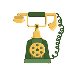 Antiques phone concept. Vintage and old item. Sticker for social networks and messengers. Object for distance communication and interaction. Cartoon flat vector illustration