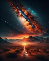 sunset over the mountains