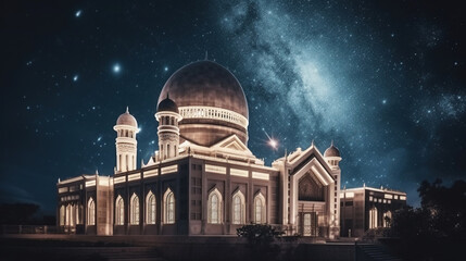 Fototapeta na wymiar Mosque architecture building. Ramadan kareem illustration. The celebration of Eid Alfitr and Adha in Muslim.