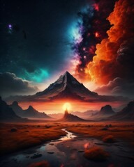 sunset in the mountains