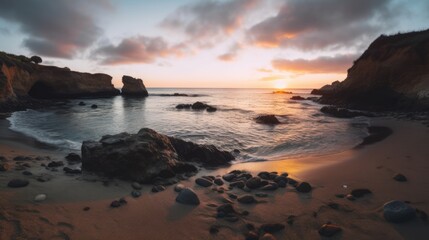 Fototapeta premium paradise cove at sunset - amazing travel photography - made with Generative AI tools