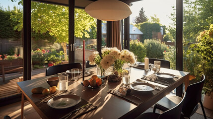 Fototapeta premium table setting in restaurant