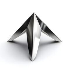 3d silver metal prism triangle isolated on white